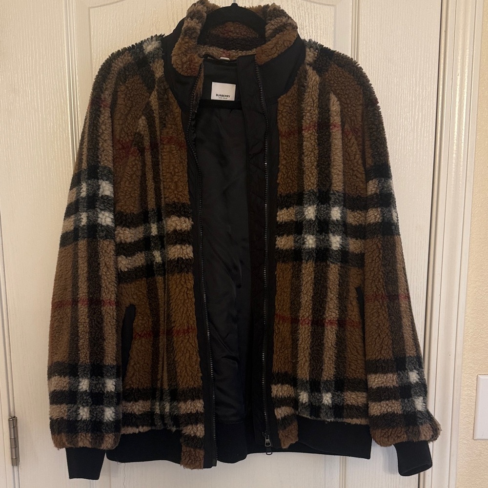 Burberry Brown and Black Plaid Bomber Jacket